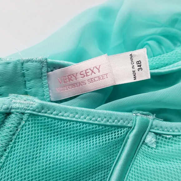 ❗Vintage Victoria's Secret Tiffany Blue Satin Bow Slip 34B❗ - Picture 6 of 7